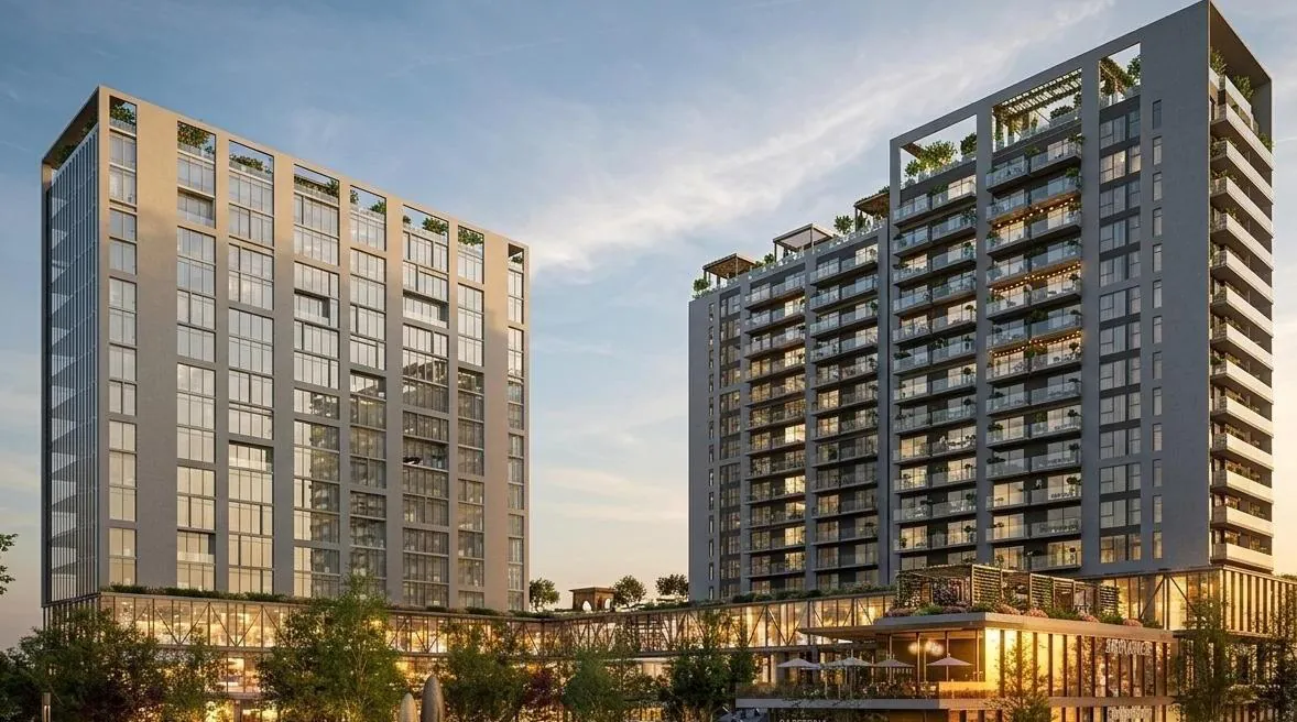 Render del proyecto de uso mixto 72HUB en San Felipe, Bogotá